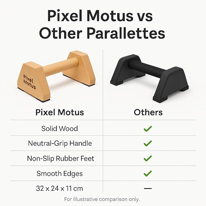 Wooden Parallettes Bars Calisthenics Push Up Bars for Handstand Dips & Balance Training Solid Wood
