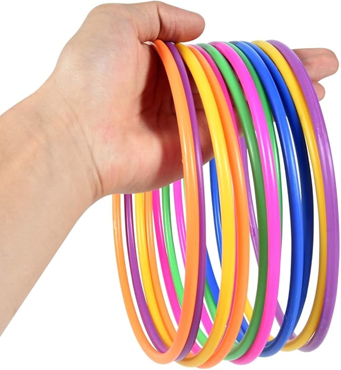 OBTANIM 24 Pcs Plastic 7 Inch Ring Toss Game for Kids and Outdoor Toss Rings for Speed and Agility