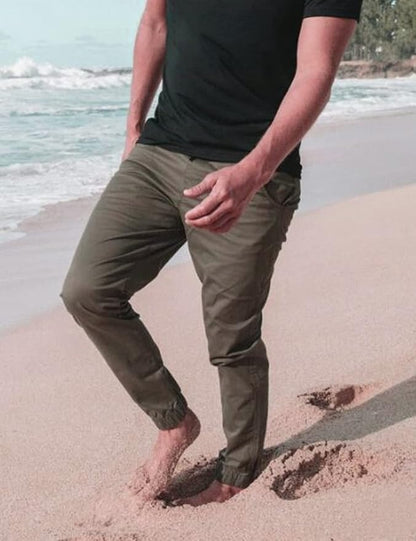 Men Joggers Chino Cargo Pants Hiking Outdoor Recreation Pants Twill Fitness Track Jogging Pants