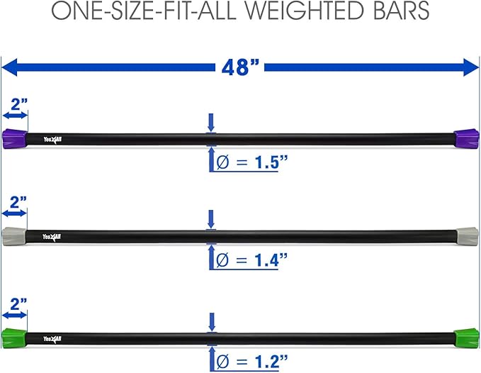 Yes4All Total Body Workout Weighted Bar, Resistance Band Bar, Racks for Strength Training, Exercise