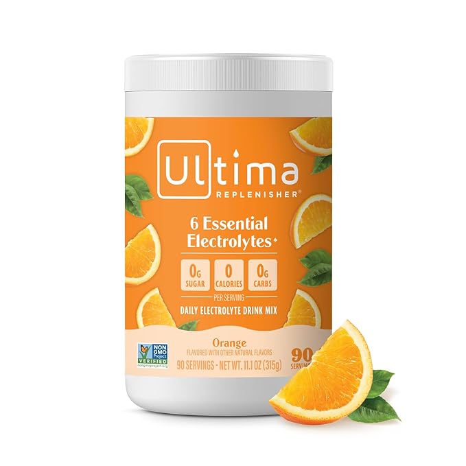 Ultima Replenisher Daily Electrolyte Powder Drink Mix ??Sugar Free ??Orange, 90 Servings