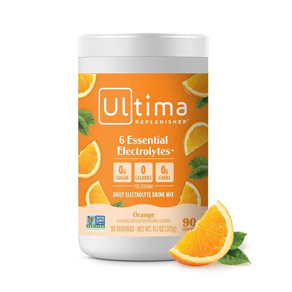 Ultima Replenisher Daily Electrolyte Powder Drink Mix ??Sugar Free ??Orange, 90 Servings