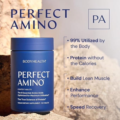 BodyHealth PerfectAmino (150 ct) Easy to Swallow Tablets, Essential Amino Acids Supplement with