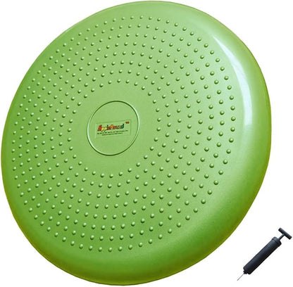 AppleRound Inflated Wobble Cushion with Hand Pump, Air Stability Board (Extra Thick), Core Balance