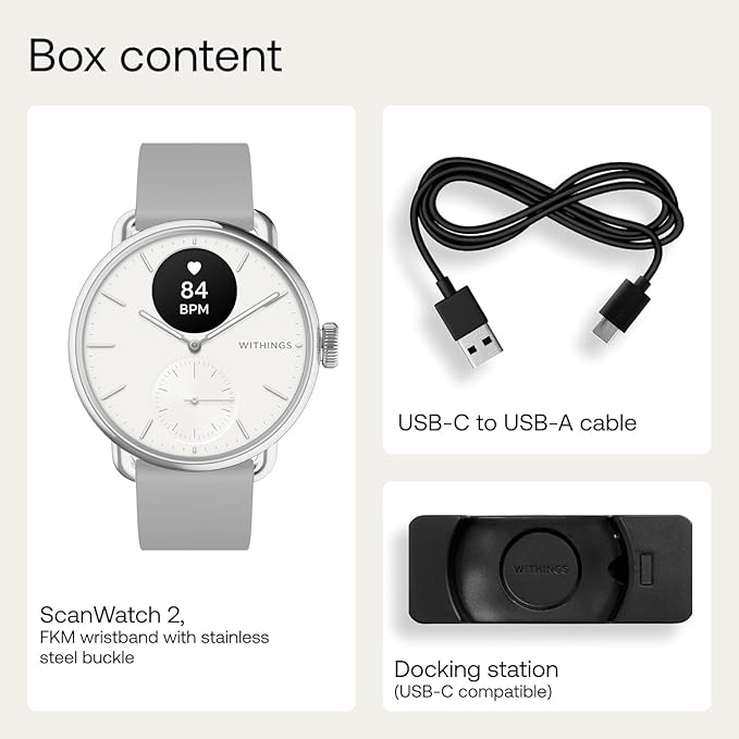 Withings ScanWatch 2 - Hybrid Smart Watch, Heart Rate Monitoring, Fitness Tracker, Cycle Tracker