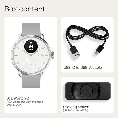 Withings ScanWatch 2 - Hybrid Smart Watch, Heart Rate Monitoring, Fitness Tracker, Cycle Tracker
