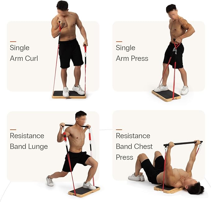 StrongTek Resistance Bands Training Board, Bamboo Exercise Platform (24" x 12.5" x 1.6"), Non-Slip