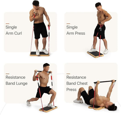 StrongTek Resistance Bands Training Board, Bamboo Exercise Platform (24" x 12.5" x 1.6"), Non-Slip