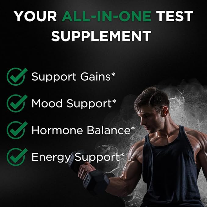 TESTPLUS+ 8-in-1 Testosterone Supplement for Men, 10X Strength Testosterone Booster, Libido Booster