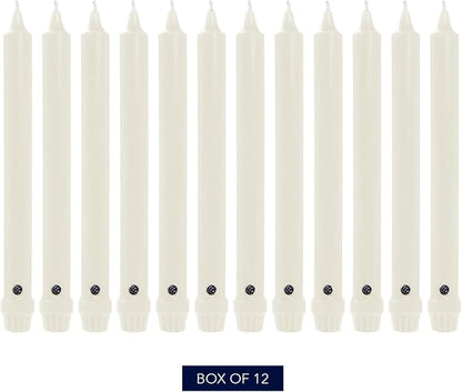 Colonial Candle Unscented Taper Candle, Classic Collection, White, 10 In, Pack of 12 - Up to 8