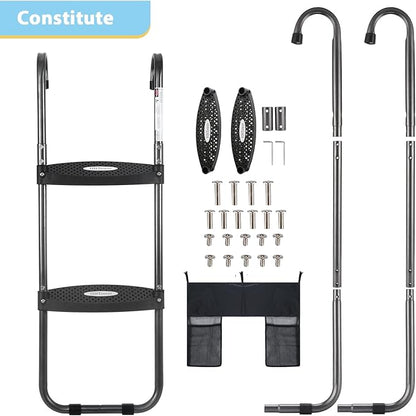 HBTower Trampoline Ladder, 2 Steps with Wide Steps, Trampoline Storage Bag, Universal Hook, 220 lbs