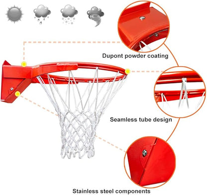 Professional 180º Heavy Duty Breakaway Basketball Rim，18 inch Single Spring Flex Rim Goal