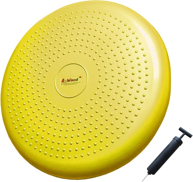 AppleRound Inflated Wobble Cushion with Hand Pump, Air Stability Board (Extra Thick), Core Balance