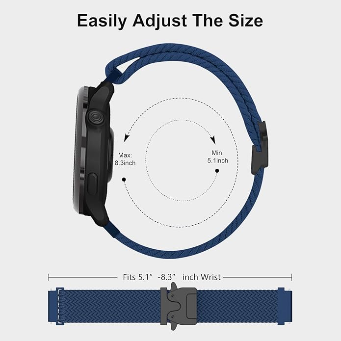 Braided Bands Compatible with Garmin Vivoactive 6/5/3/Venu 2 Plus/Forerunner 165/55/645/245 Music