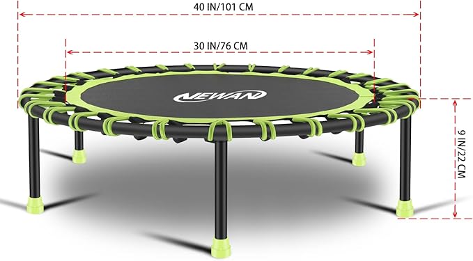 Newan 40"-48" Silent Mini Trampoline Fitness Trampoline Bungee Rebounder Jumping Cardio Trainer