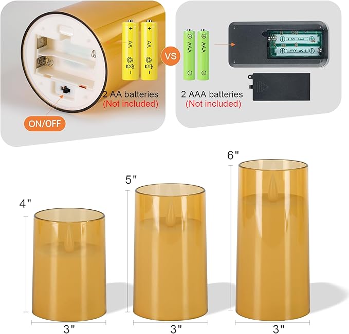 Homemory Realistic Flickering Flameless Candles, Battery Operated Candles with Remote Control and