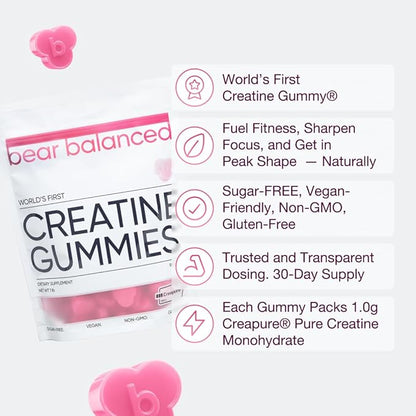 Creatine Gummies for Men & Women - Creapure® Creatine Monohydrate, L-Theanine, L-Tyrosine & B12 for