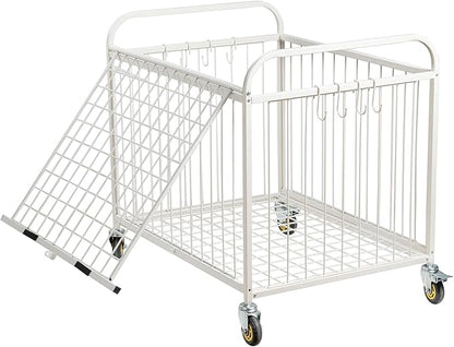 MyGift Large Capacity Metal Rolling Multi Sports Ball Cage Storage Hopper, Gym Equipment Basket