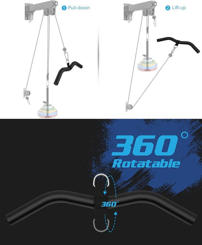 LAT Pulldown Attachments, Black Steel LAT Bar Cable Attachments Handles, Home Gym Cable Machine