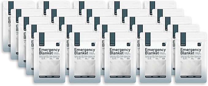 Altland 25 Pack of Emergency Blankets - Bulk Heat Reflective Blankets for Winter Survival Kits