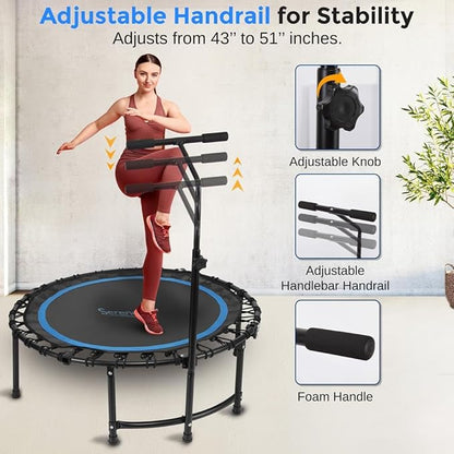 SereneLife 40"/50" Mini Trampoline for Adults - 450/550LBS Fitness Trampoline with Reinforced