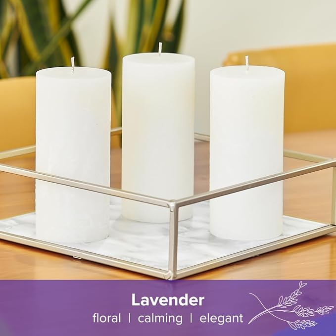 Simply Soson Lavender Scented Candle - 1 Piece 3x6 Ivory Pillar - Aromatherapy Gift for Home and