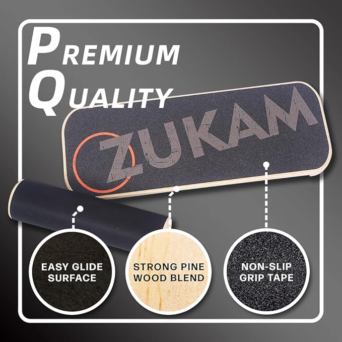 Balance Board Trainer, Wooden Balancing Board with Workout Guide to Exercise and Build Core