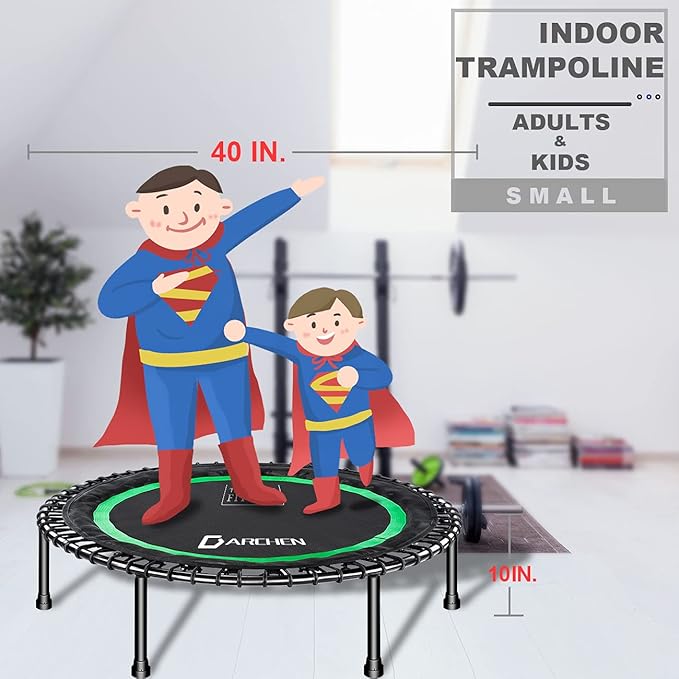 DARCHEN 450 lbs Mini Trampoline for Adults, Indoor Small Rebounder Exercise Trampoline for Workout