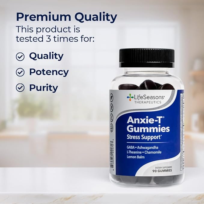 Anxie-T - Stress Relief Gummy - Vitamin Supplement for Mood & Mental Focus Support - Feel Calm and