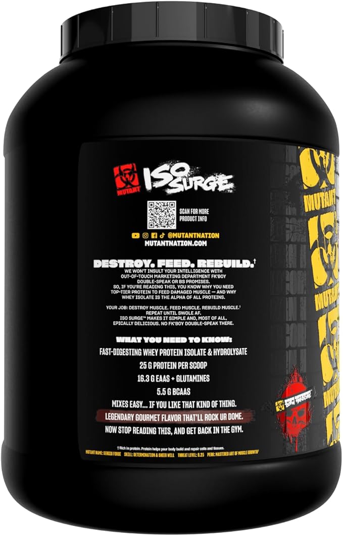 Mutant ISO Surge Whey Protein Isolate Powder Acts Fast to Help Recover, Build Muscle, Bulk and