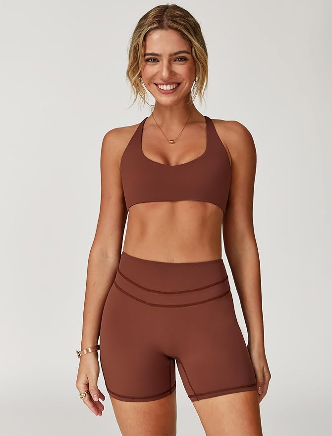Two piece yoga short set for women with Halter top and gym short Matching workout sets for