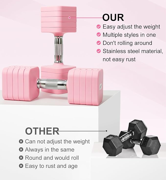 15LB 20LB 40LB 50LB Adjustable Dumbbell Set Free Weights Dumbbells Set for Women Men Hand Weights