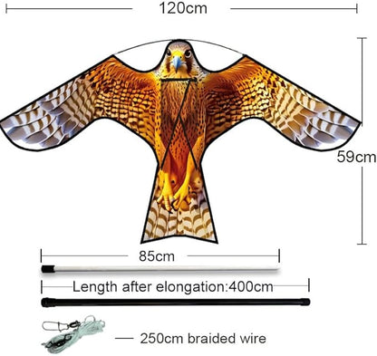 HENGDA KITE Bird Hawk Flying Kite with Pole Crops Farm Protector Bird Scarer Flying Kite with 4m