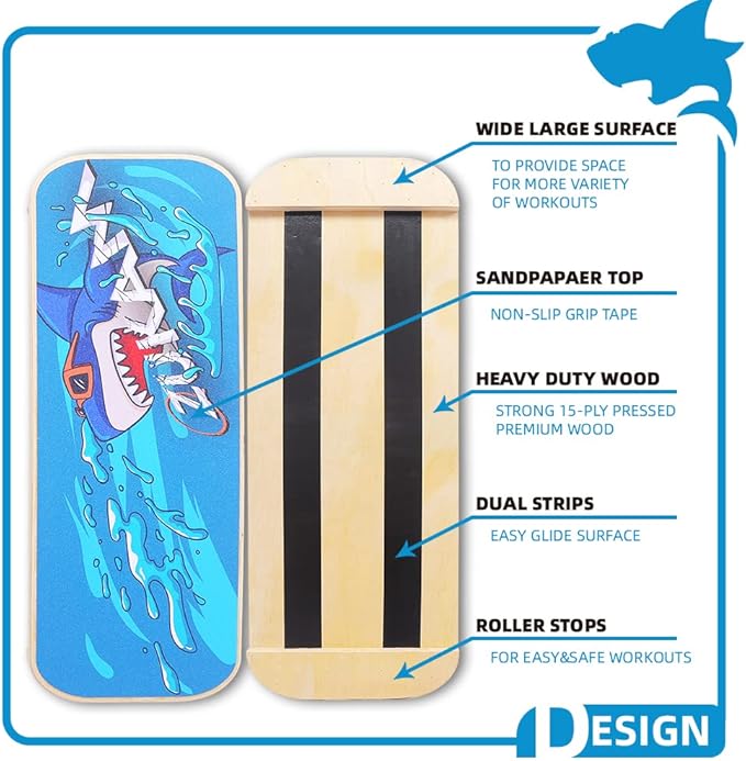 Balance Board Trainer, Wooden Balancing Board with Workout Guide to Exercise and Build Core