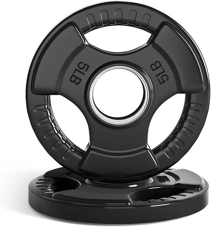 LIONSCOOL 2-Inch Rubber Olympic Grip Weight Plates for Strength Training, Weightlifting, Solid Cast