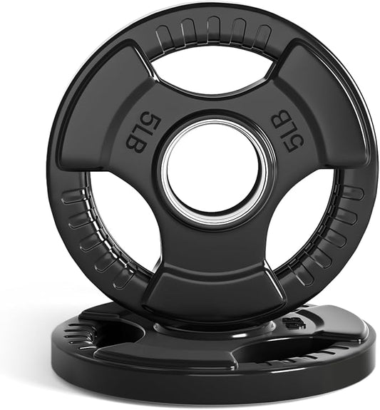 LIONSCOOL 2-Inch Rubber Olympic Grip Weight Plates for Strength Training, Weightlifting, Solid Cast