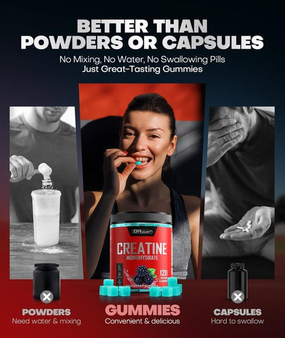 99.99% Creatine Monohydrate Gummies More 15% Strength, 5X Energy & Muscle Support Pre-Workout