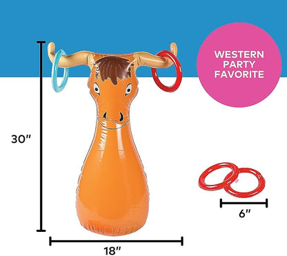 Fun Express Inflatable Bull Ring Toss Game - Premium Outdoor Games for Kids Ages 4-8 & Family |
