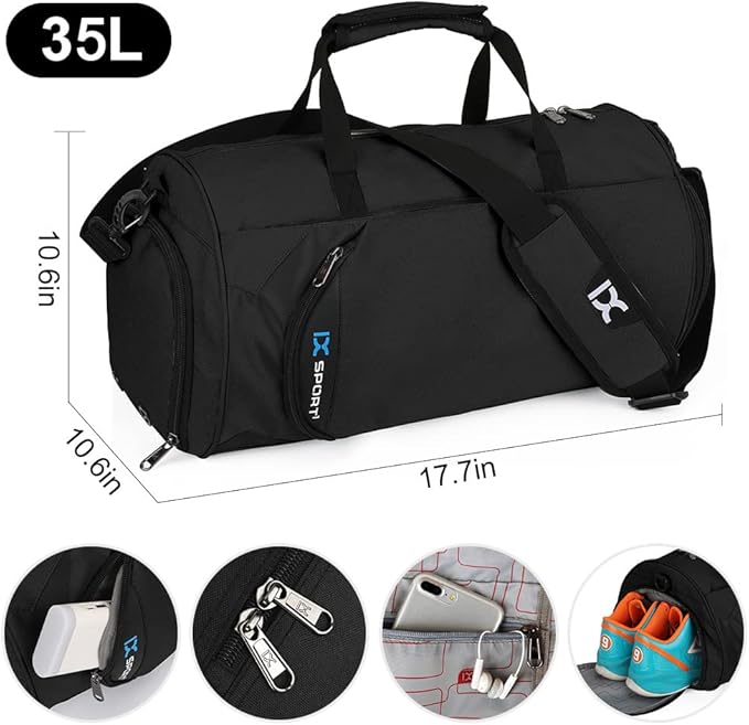 INOXTO Small Sports Gym Bag，Travel Duffel Bag with Dry Wet Pocket and Shoes Compartment for Women