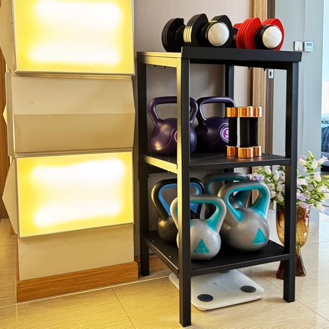 Black Heavy Duty Adjustable Dumbbell Stand - Home Gym Storage Rack with Non-Slip Base, Anti-Tip