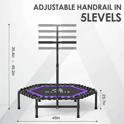 CLORIS 45'' Rebounder Trampoline for Adults - Max Load 450lbs, Mini Trampoline with Adjustable Foam