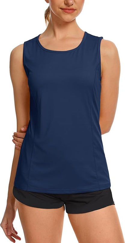 TACVASEN Women's UPF 80+ Workout Tank Top Sleeveless Quick Dry Sun Protection Hiking Athletic Gym