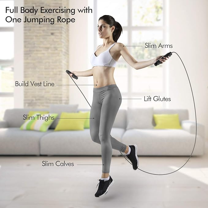Jump Rope, Tangle-Free Rapid Speed Jumping Rope Cable with Ball Bearings for Women, Men, and Kids