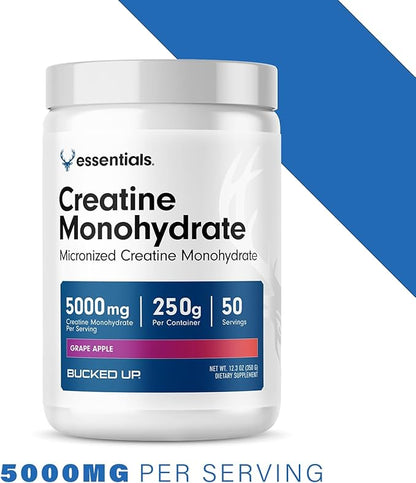 Bucked Up Grape Apple Creatine for Women and Men - Easy to Mix Vegetarian - Flavored Creatine
