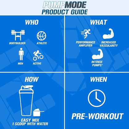 EVL PumpMode Nitric Oxide Supplement - Nitric Oxide Booster Pump Pre Workout Powder with Glycerol