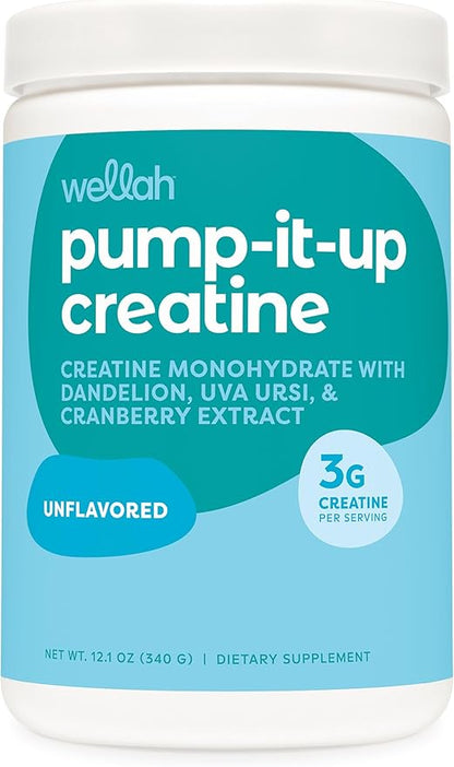 Wellah Pump-It-Up Creatine (100 Servings, Unflavored) - Creatine Monohydrate with Dandelion, Uva