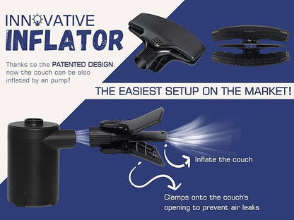 WEKAPO Inflatable Couch with Pump - Easiest Setup, Crazy Comfy & Ultralight - Blow up Lounger Chair
