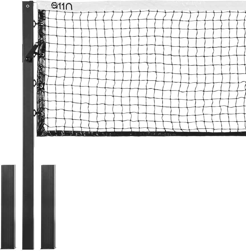A11N SPORTS Pro-Grade In-Ground Pickleball Net System with Heavy-Duty Carbon Steel Posts