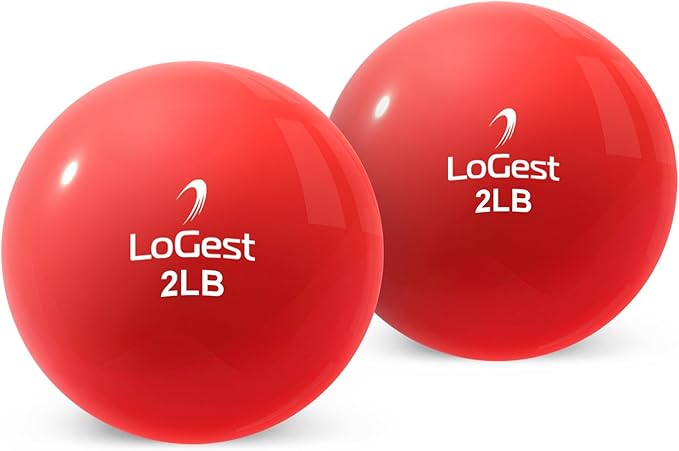 Logest Weighted Toning Exercise Balls Pair - Round Shape Medicine Ball - 1LB 2LB 3LB 4LB 5LB 6LB