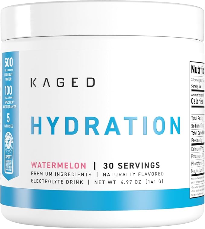 Kaged Hydration Electrolytes Powder | Watermelon | Hydra-Charge Sports Drink Mix | Pre, Post, Intra